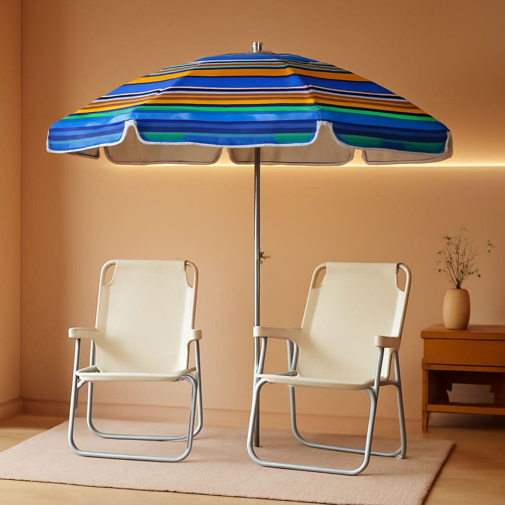 6.5Ft Durable Beach Umbrella With Sand Anchor UV Protected