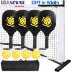 Portable Pickleball Net Set 22ft Regulation Size Net Pickle Ball Net System with 4 Pickleballs 4 Paddles Carrying Bag for Driveway Backyard