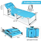 Folding Beach Lounge Chair with Pillow for Outdoor-Turquoise